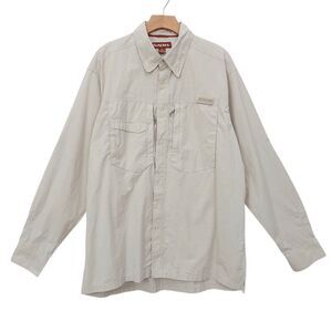 Simms Shirt Mens XL Beige Roll Tab Sleeve COR3 Gorpcore Athletic Fishing Sporty